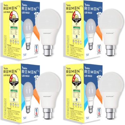 REMEN 5 W Standard B22 LED Bulb(White, Pack of 4)