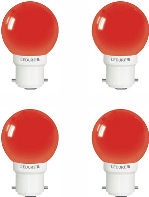 Ledure 0.5 W Basic Round B22 LED Bulb(Red, Pack of 4)