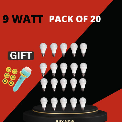 BRITE TRADERS 9 W Basic Round B22 LED Bulb(White)