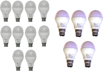 Techvolta 15 W, 9 W Basic Round B22 LED Bulb(White, Pack of 10)