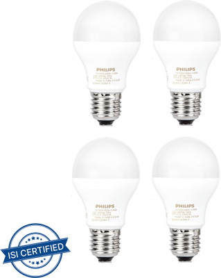PHILIPS 7 W Basic Standard E27 LED Bulb(White, Pack of 4)