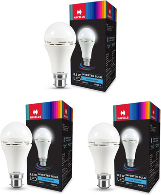 HAVELLS 8.5 W Inverter Standard B22 Inverter Bulb(White, Pack of 3)