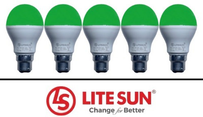 LiteSun 5 W Basic Standard B22 LED Bulb(Green, Pack of 5)
