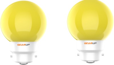 Gear Up 0.5 W Round B22 LED Bulb(Yellow, Pack of 2)