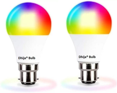 Dhija 9 W Basic Round B22 LED Bulb(Multicolor, Pack of 2)