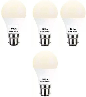 Dhija 7 W Basic Round B22 LED Bulb(Yellow, Pack of 4)