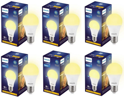 PHILIPS 14 W Basic Round E27 LED Bulb(Yellow, Pack of 6)