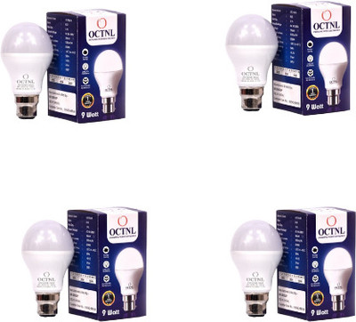 OCTNL 9 W Eye Safety Compliance Round B22 D LED Bulb(White, Pack of 4)