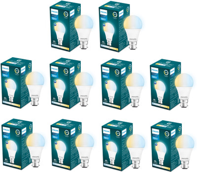 PHILIPS 10 W Multi Watt Round B22 LED Bulb(Multicolor, Pack of 10)