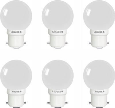 Ledure 0.5 W Basic Round B22 LED Bulb(White, Pack of 6)