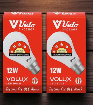 Veto 12 W Basic Round B22 LED Bulb(White, Pack of 2)