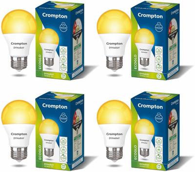 Crompton 7 W Basic Round B22 LED Bulb(Yellow, Pack of 4)