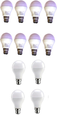 Techvolta 9 W, 12 W Basic Round B22 LED Bulb(White, Pack of 12)