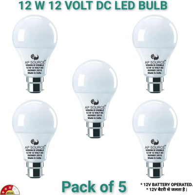 AP Source 12 W Basic Round B22 LED Bulb(White, Pack of 5)