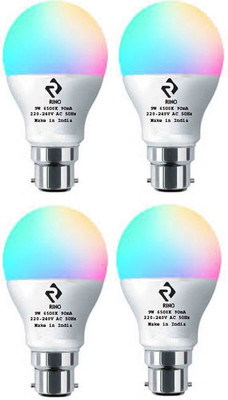 rino 9 W Basic Standard B22 LED Bulb(RGB, Pack of 4)