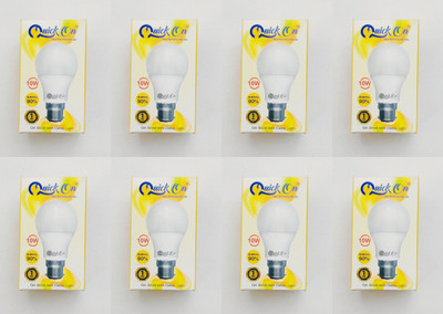 Quick On 10 W Eye Safety Compliance Globe B22 LED Bulb(White, Pack of 8)
