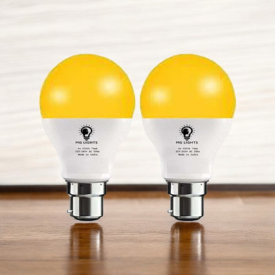 mg lights 12 W Basic Round B22 LED Bulb(Yellow, Pack of 2)
