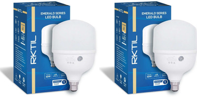 RKTIL 40 W Basic Round B22 LED Bulb(White, Pack of 2)