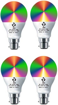 rino 9 W Basic Standard B22 LED Bulb(Multicolor, Pack of 4)