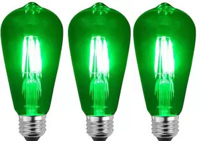 Baslash 4 W Basic Standard E27 LED Bulb(Green, Pack of 3)