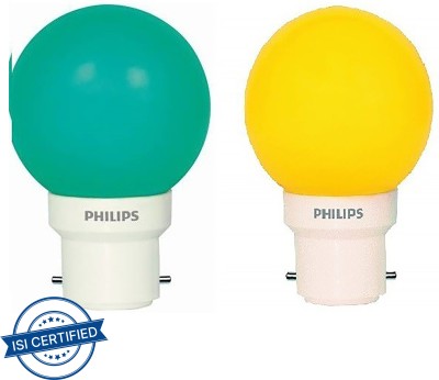 PHILIPS 0.5 W Round B22 LED Bulb(Green, Yellow, Pack of 2)