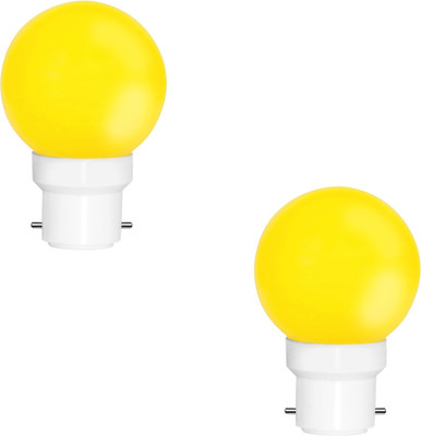 Fybros 0.5 W Basic Round B22 LED Bulb(Yellow, Pack of 2)