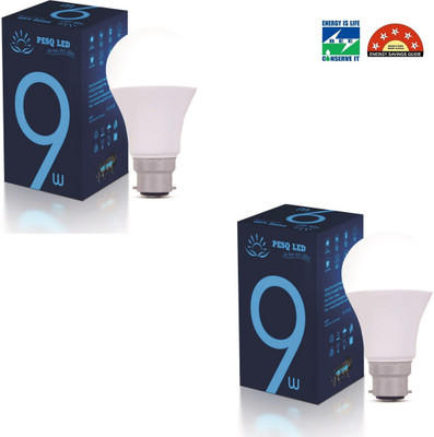 PESQ 9 W Basic Round B22 LED Bulb(White, Pack of 2)