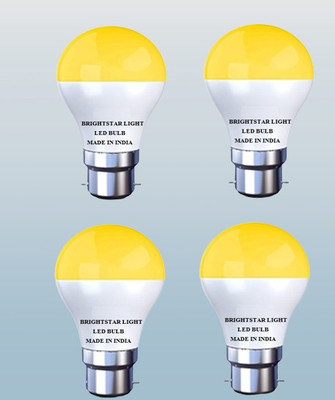 Brightstar 9 W Basic Round B22 LED Bulb(Yellow, Pack of 4)