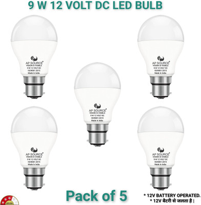 AP Source 9 W Basic Round B22 LED Bulb(White, Pack of 5)