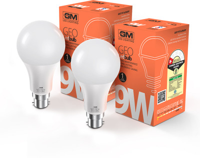 GM 9 W Basic Standard B22 LED Bulb(White, Pack of 2)