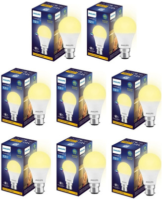 PHILIPS 12 W Basic Round B22 LED Bulb(Yellow, Pack of 8)