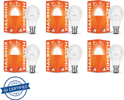 HALONIX 9 W Basic Round B22 LED Bulb(White, Pack of 6)