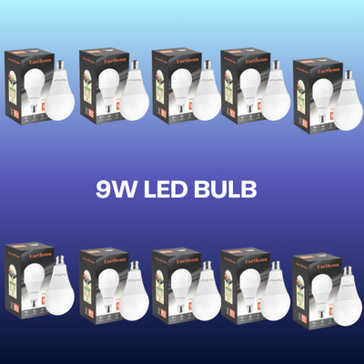 EarthSun 9 W Inverter Round B22 D LED Bulb(White, Pack of 10)