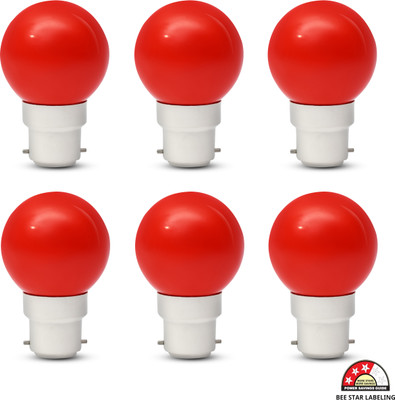 Glowing Night 0.5 W Basic Decorative B22 LED Bulb(Red, Pack of 6)