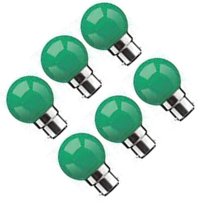 rino 0.5 W Basic Standard B22 LED Bulb(Green, Pack of 6)