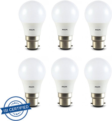 PHILIPS 4 W Basic Round B22 LED Bulb(White, Pack of 6)