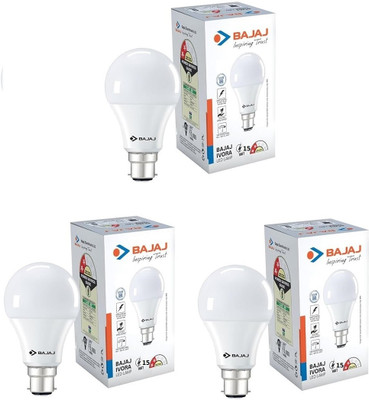BAJAJ 15 W Basic Standard B22 LED Bulb(White, Pack of 3)