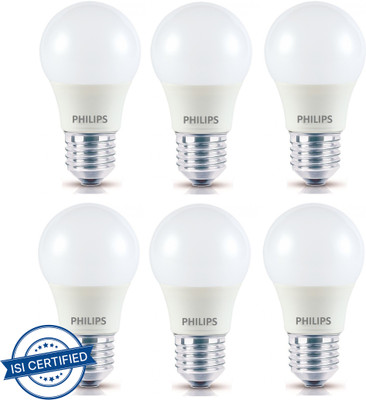 PHILIPS 3 W Basic Round E27 LED Bulb(Yellow, Pack of 6)