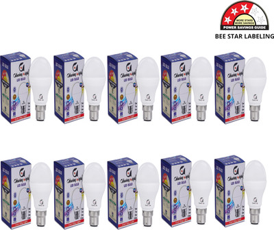 Glowing Night 9 W Basic Round B22 LED Bulb(White, Pack of 10)