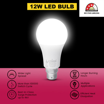 AVINDRA 12 W Basic Round B22 LED Bulb(White)