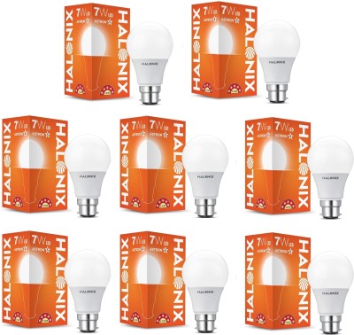 HALONIX 7 W Round B22 LED Bulb(White, Pack of 8)