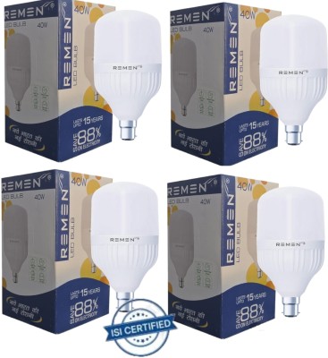REMEN 40 W Standard B22 LED Bulb(White, Pack of 4)