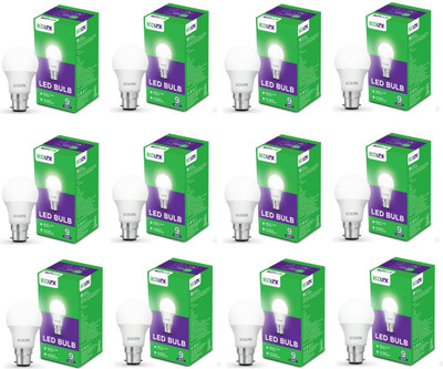 EcoLink 9 W Eye Safety Compliance Standard B22 LED Bulb(White, Pack of 12)