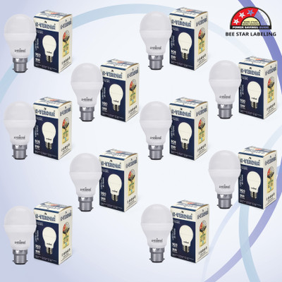 AVINDRA 9 W Basic Round B22 LED Bulb(White, Pack of 10)
