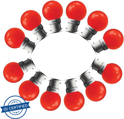 Wipro 0.5 W Basic Standard B22 LED Bulb(Red, Pack of 12)