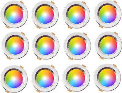MNLight 9 W Basic Round Plug & Play LED Bulb(Multicolor, Pack of 12)