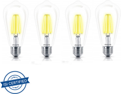 PHILIPS 8 W Basic Decorative E27 LED Bulb(Yellow, Pack of 4)