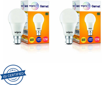 Wipro 12 W Basic Standard B22 LED Bulb(Yellow, Pack of 2)