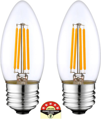 OLIPS 4 W Glare Reduction Candle E26, E27 Decorative Bulb(Clear, Pack of 2)