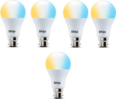 Dhija 9 W Basic Round B22 LED Bulb(White, Blue, Purple, Pack of 5)
